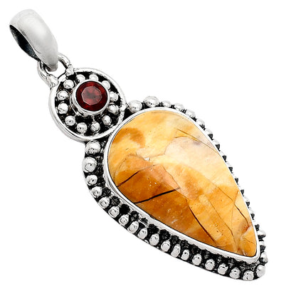 Natural Brecciated Mookaite & Garnet Pendant P-1500 SDP152863