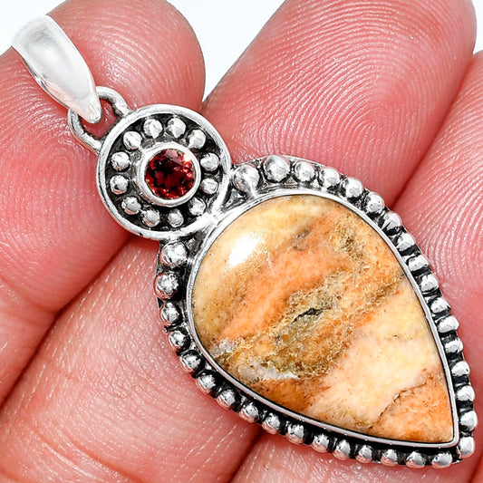 Natural Coral Jasper & Garnet Pendant P-1500 SDP152865