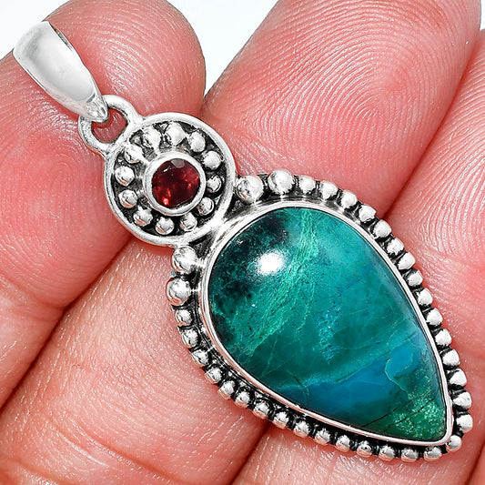 Natural Peruvian Opalina & Garnet Pendant P-1500 SDP152867