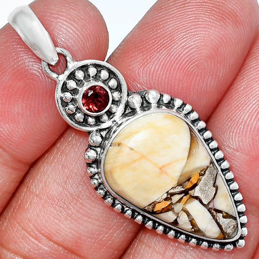Natural Brecciated Mookaite & Garnet Pendant P-1500 SDP152868