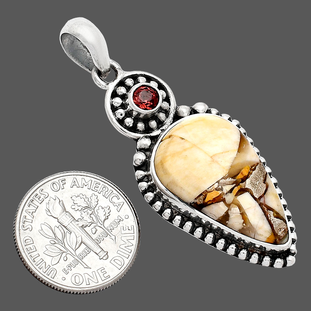 Natural Brecciated Mookaite & Garnet Pendant P-1500 SDP152868