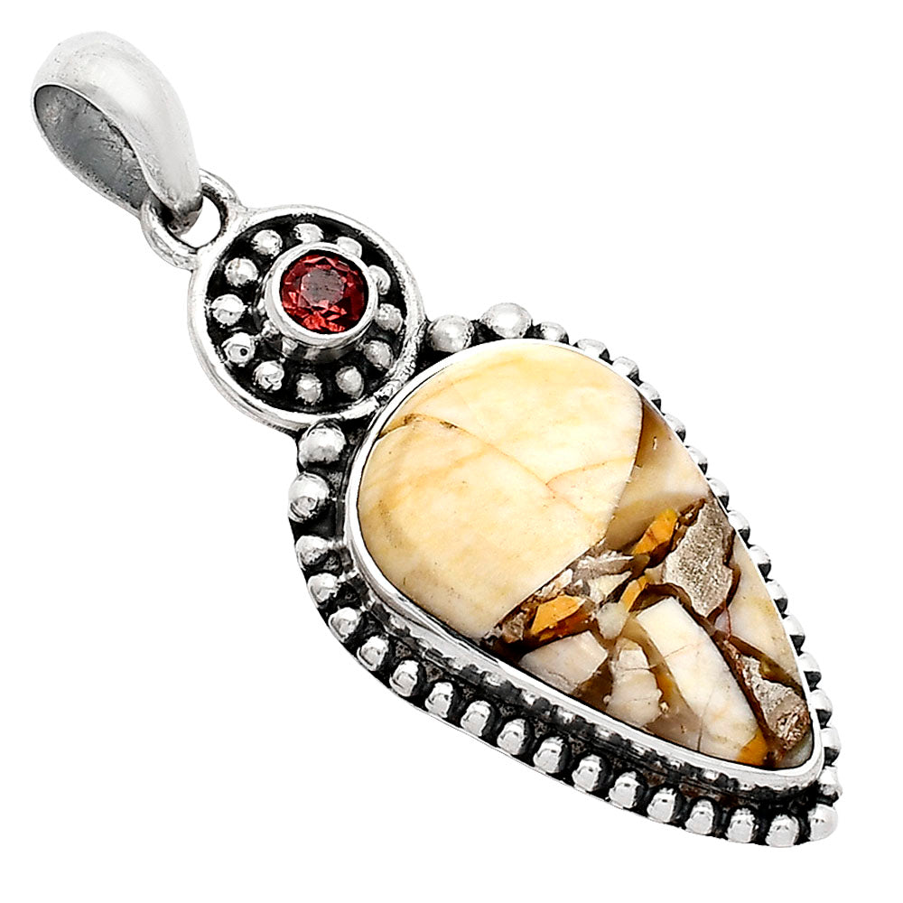 Natural Brecciated Mookaite & Garnet Pendant P-1500 SDP152868