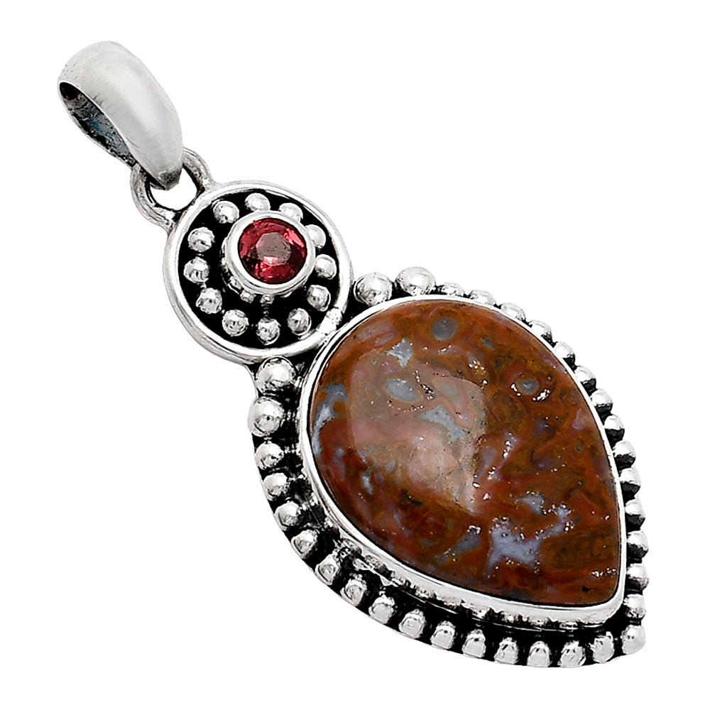 Natural Red Moss Agate & Garnet Pendant P-1500 SDP152872