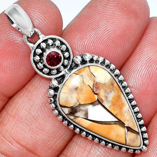 Natural Brecciated Mookaite & Garnet Pendant P-1500 SDP152875