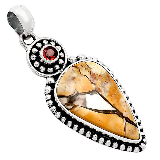 Natural Brecciated Mookaite & Garnet Pendant P-1500 SDP152875