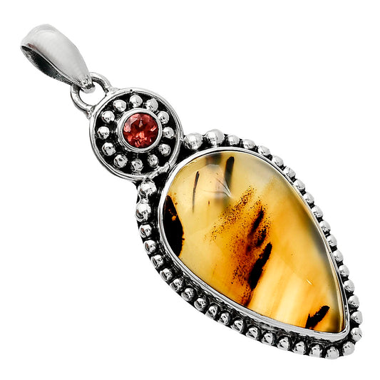 Natural Montana Agate - USA & Garnet Pendant P-1500 SDP152879