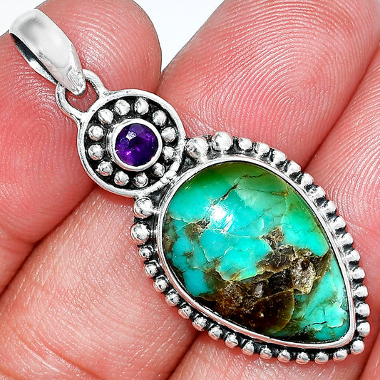 Turquoise Nevada Aztec Mt & Amethyst Pendant P-1500 SDP152880