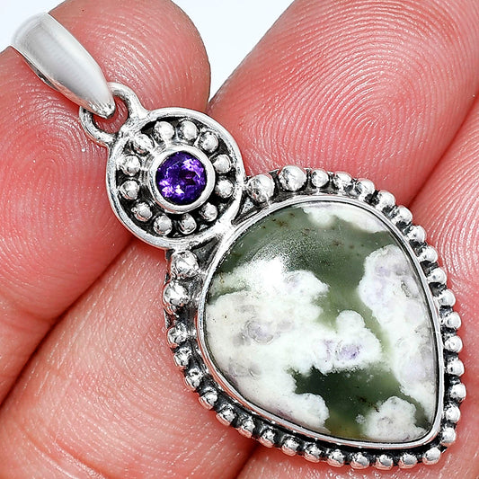 Natural Peace Jade & Amethyst Pendant P-1500 SDP152883