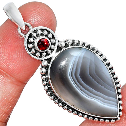 Natural Banded Onyx & Garnet Pendant P-1500 SDP152885