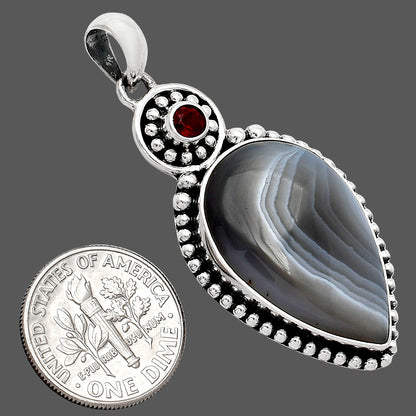 Natural Banded Onyx & Garnet Pendant P-1500 SDP152885