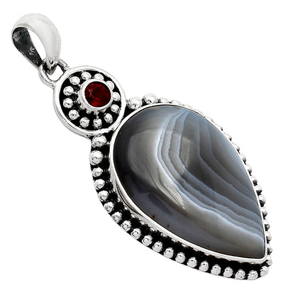 Natural Banded Onyx & Garnet Pendant P-1500 SDP152885
