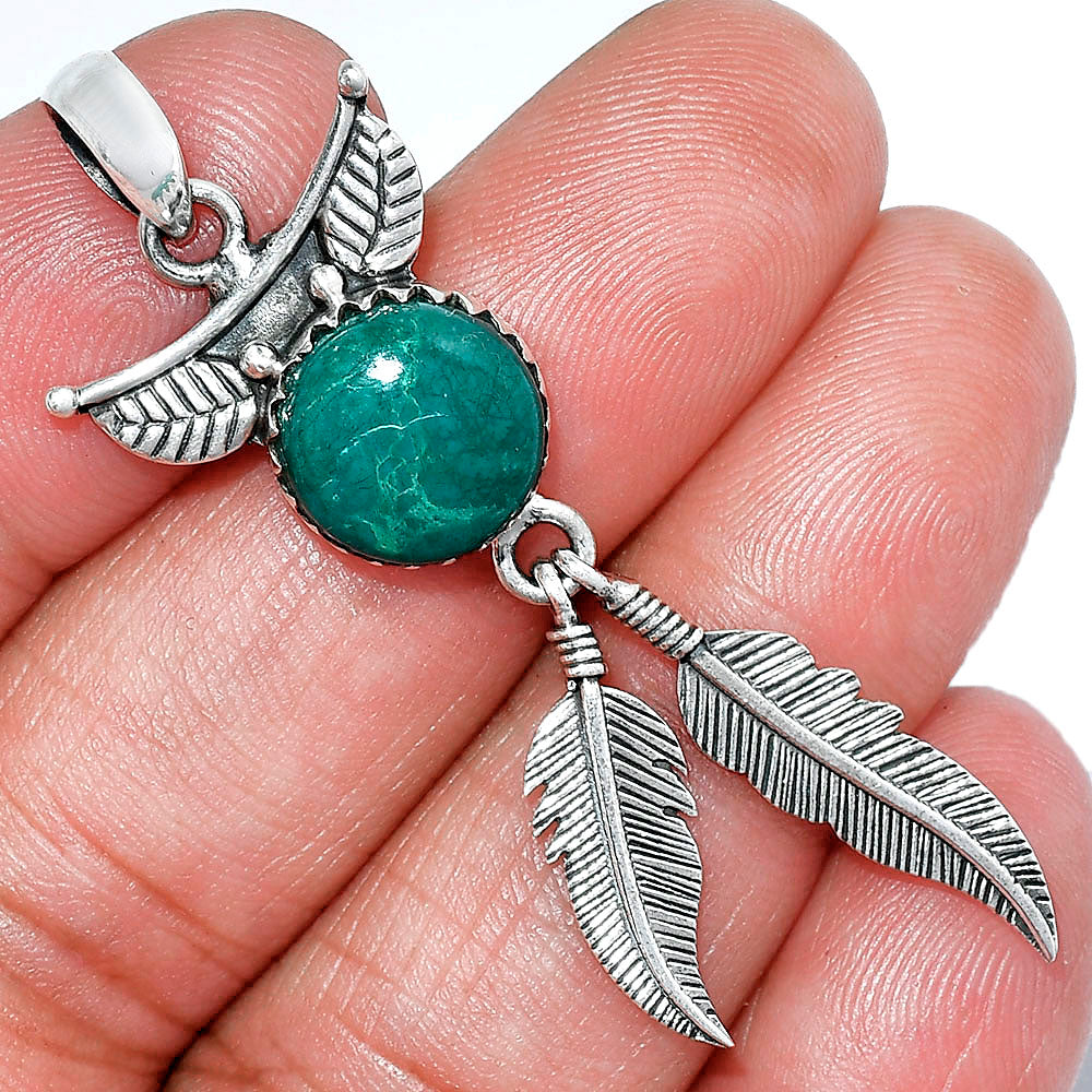 Feather - Natural Azurite Chrysocolla Pendant P-1284 SDP152906