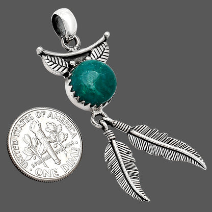 Feather - Natural Azurite Chrysocolla Pendant P-1284 SDP152906