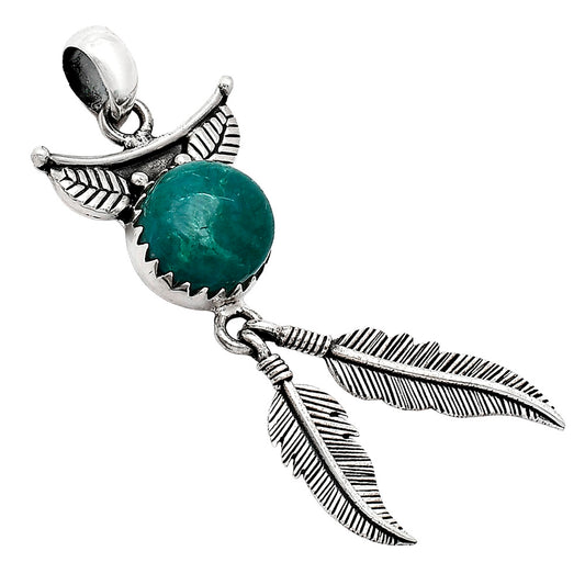 Feather - Natural Azurite Chrysocolla Pendant P-1284 SDP152906