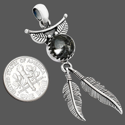 Feather - Mexican Cabbing Fossil Pendant P-1284 SDP152921
