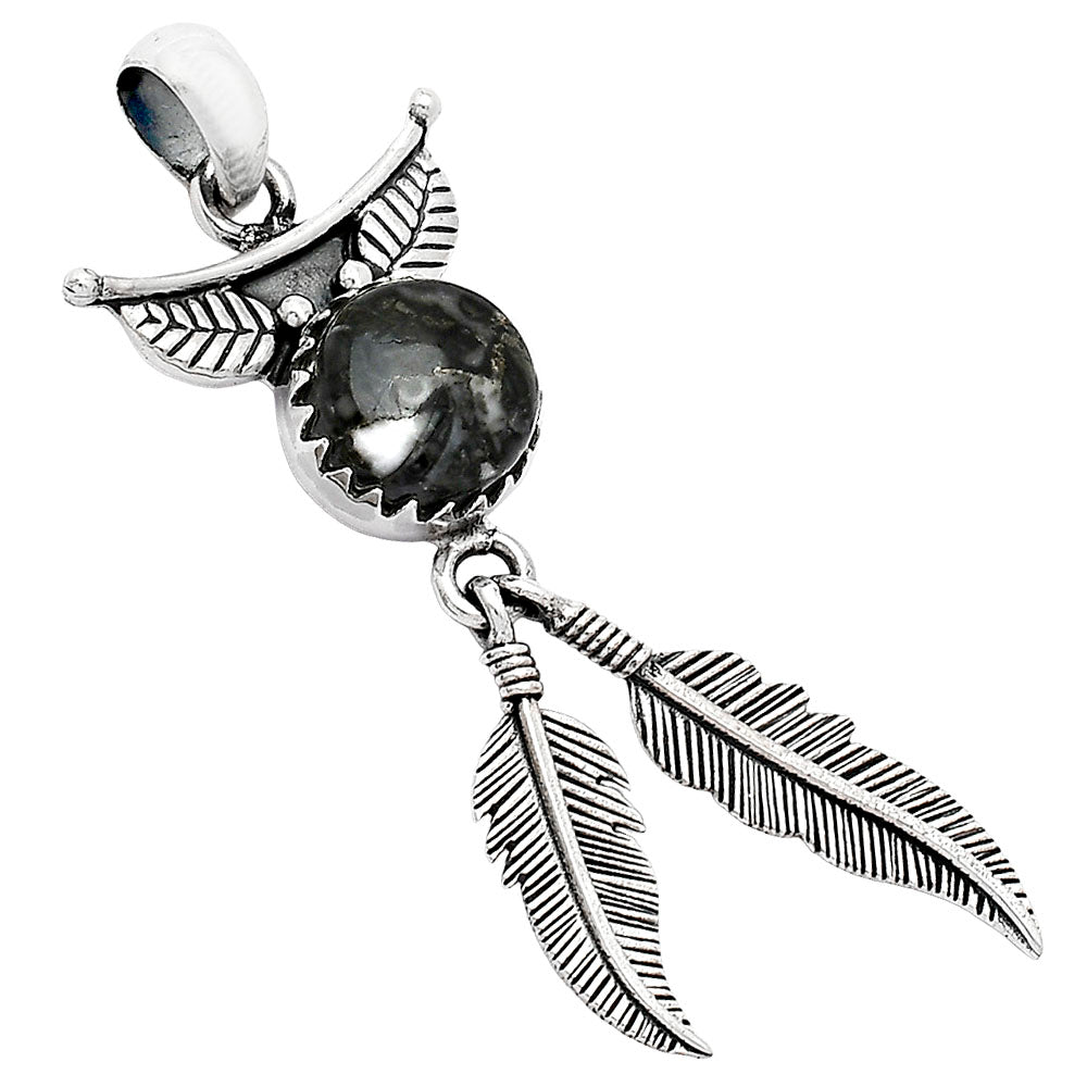 Feather - Mexican Cabbing Fossil Pendant P-1284 SDP152921