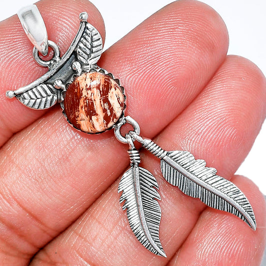 Feather - Natural Snake Skin Jasper Pendant P-1284 SDP152923