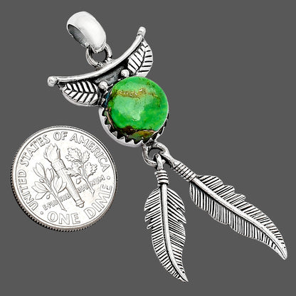 Feather - Copper Green Turquoise Pendant P-1284 SDP152929