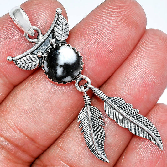 Feather - Mexican Cabbing Fossil Pendant P-1284 SDP152933