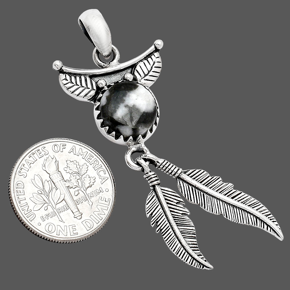 Feather - Mexican Cabbing Fossil Pendant P-1284 SDP152933