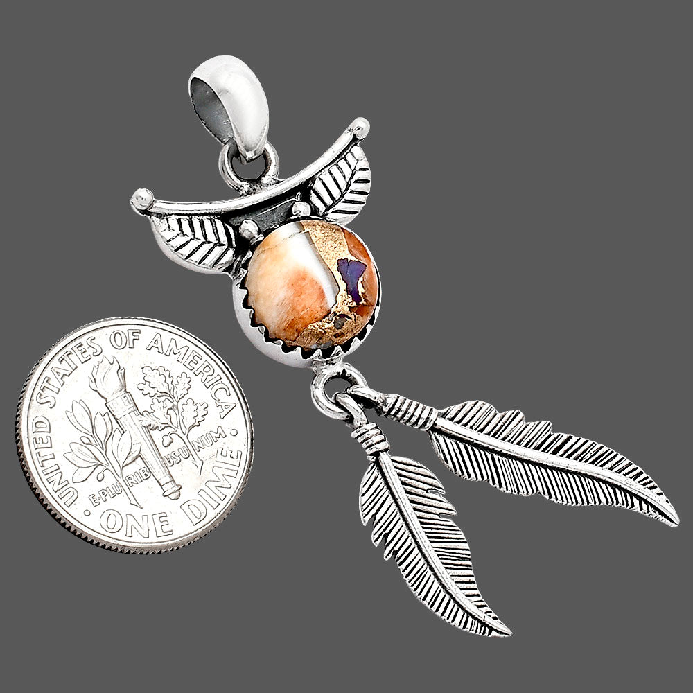 Feather - Spiny Oyster Turquoise Pendant P-1284 SDP152940