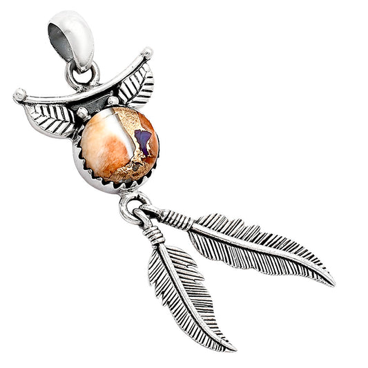 Feather - Spiny Oyster Turquoise Pendant P-1284 SDP152940