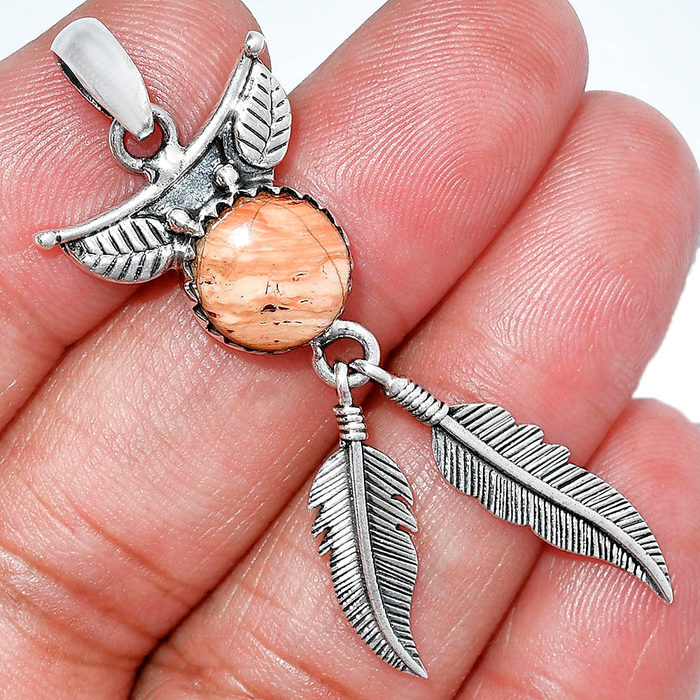 Feather - Natural Snake Skin Jasper Pendant P-1284 SDP152941