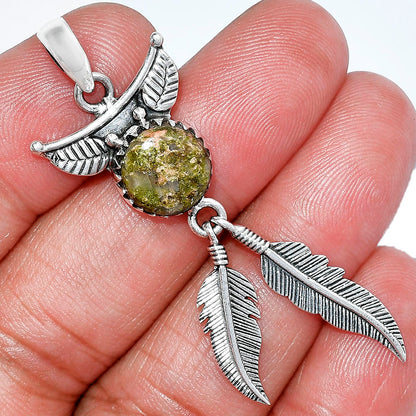 Feather - Natural Unakite Pendant P-1284 SDP152943