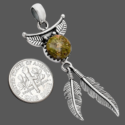 Feather - Natural Unakite Pendant P-1284 SDP152943