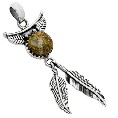Feather - Natural Unakite Pendant P-1284 SDP152943