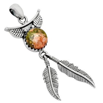 Feather - Natural Unakite Pendant P-1284 SDP152944