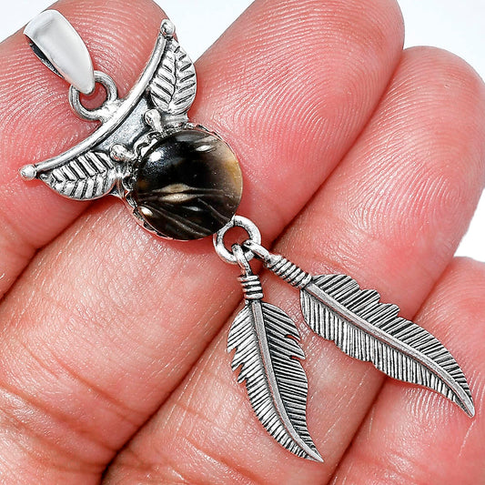 Feather - Natural Bat Cave Jasper Pendant P-1284 SDP152946