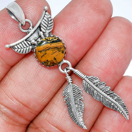 Feather - Turkish Rainforest Chrysocolla Pendant P-1284 SDP152947