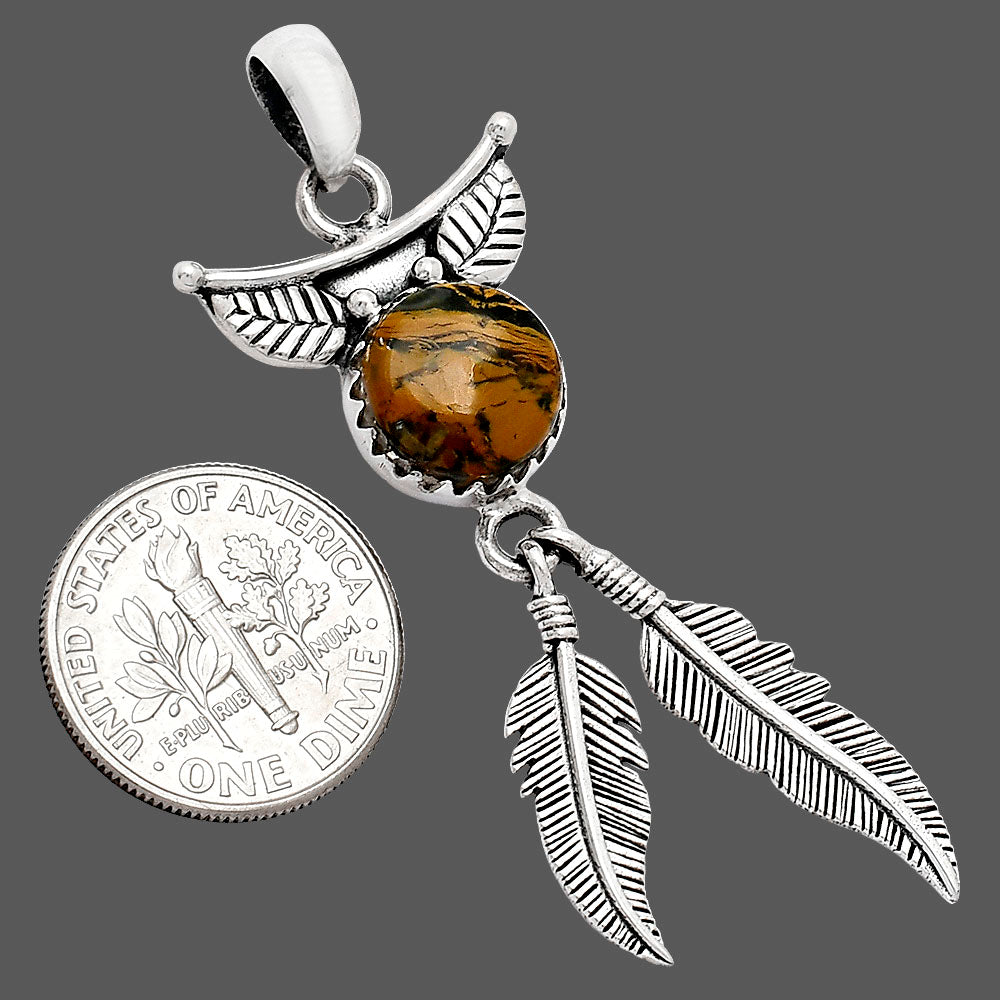 Feather - Turkish Rainforest Chrysocolla Pendant P-1284 SDP152947