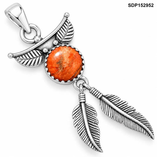 Feather - Natural Red Sponge Coral Pendant P-1284 SDP152952