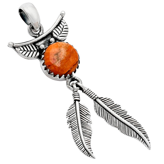 Feather - Natural Red Sponge Coral Pendant P-1284 SDP152952