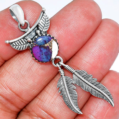 Feather - Spiny Oyster Turquoise Pendant P-1284 SDP152954