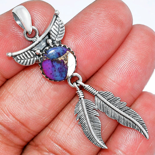 Feather - Spiny Oyster Turquoise Pendant P-1284 SDP152954