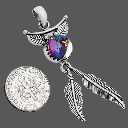 Feather - Spiny Oyster Turquoise Pendant P-1284 SDP152954