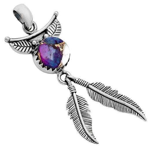 Feather - Spiny Oyster Turquoise Pendant P-1284 SDP152954