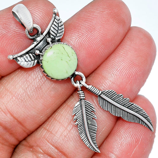 Feather - Natural Lemon Chrysoprase Pendant P-1284 SDP152961