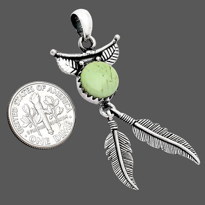 Feather - Natural Lemon Chrysoprase Pendant P-1284 SDP152961
