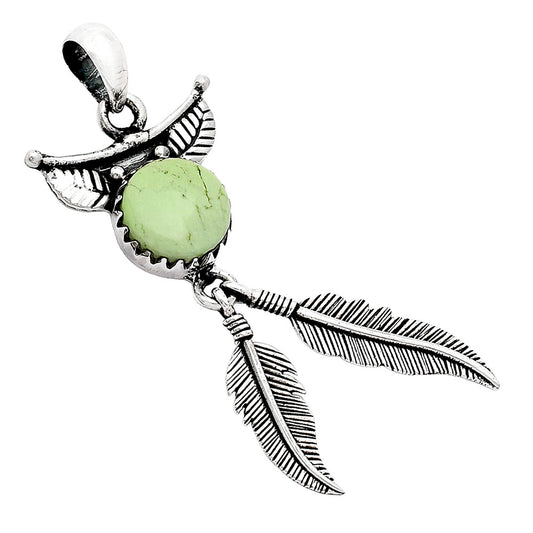 Feather - Natural Lemon Chrysoprase Pendant P-1284 SDP152961
