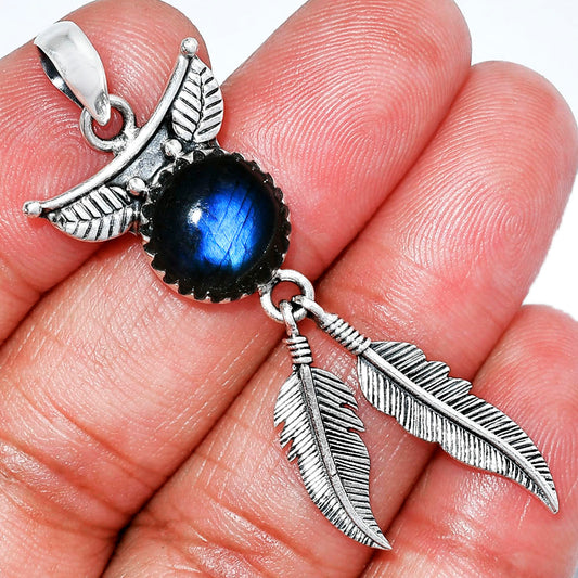 Feather - Blue Fire Labradorite Pendant P-1284 SDP152964