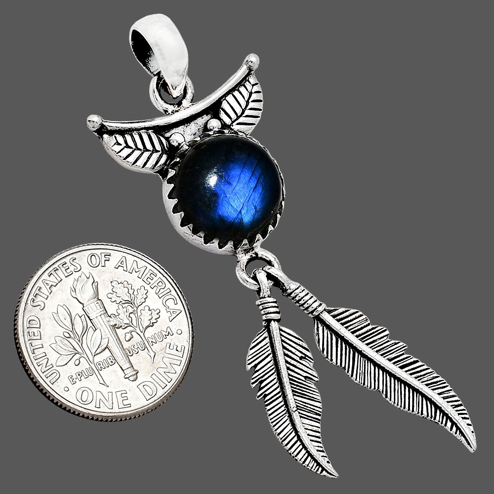 Feather - Blue Fire Labradorite Pendant P-1284 SDP152964