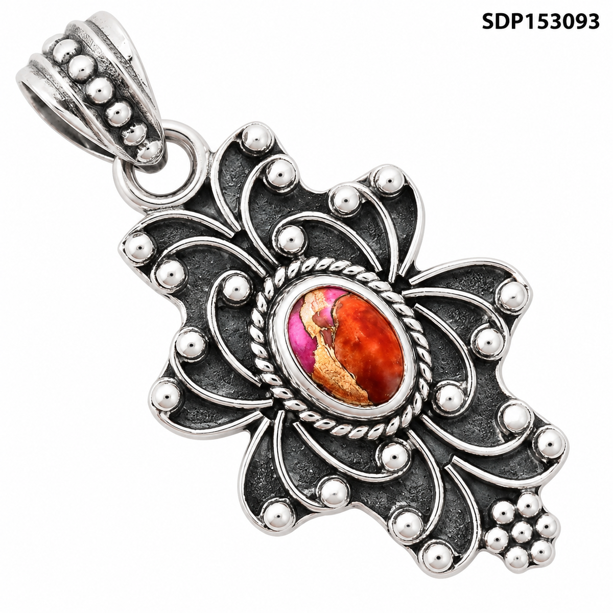 Kingman Orange Dahlia Turquoise Pendant P-1558 SDP153093
