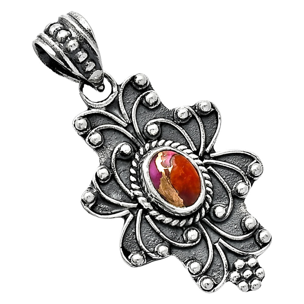 Kingman Orange Dahlia Turquoise Pendant P-1558 SDP153093