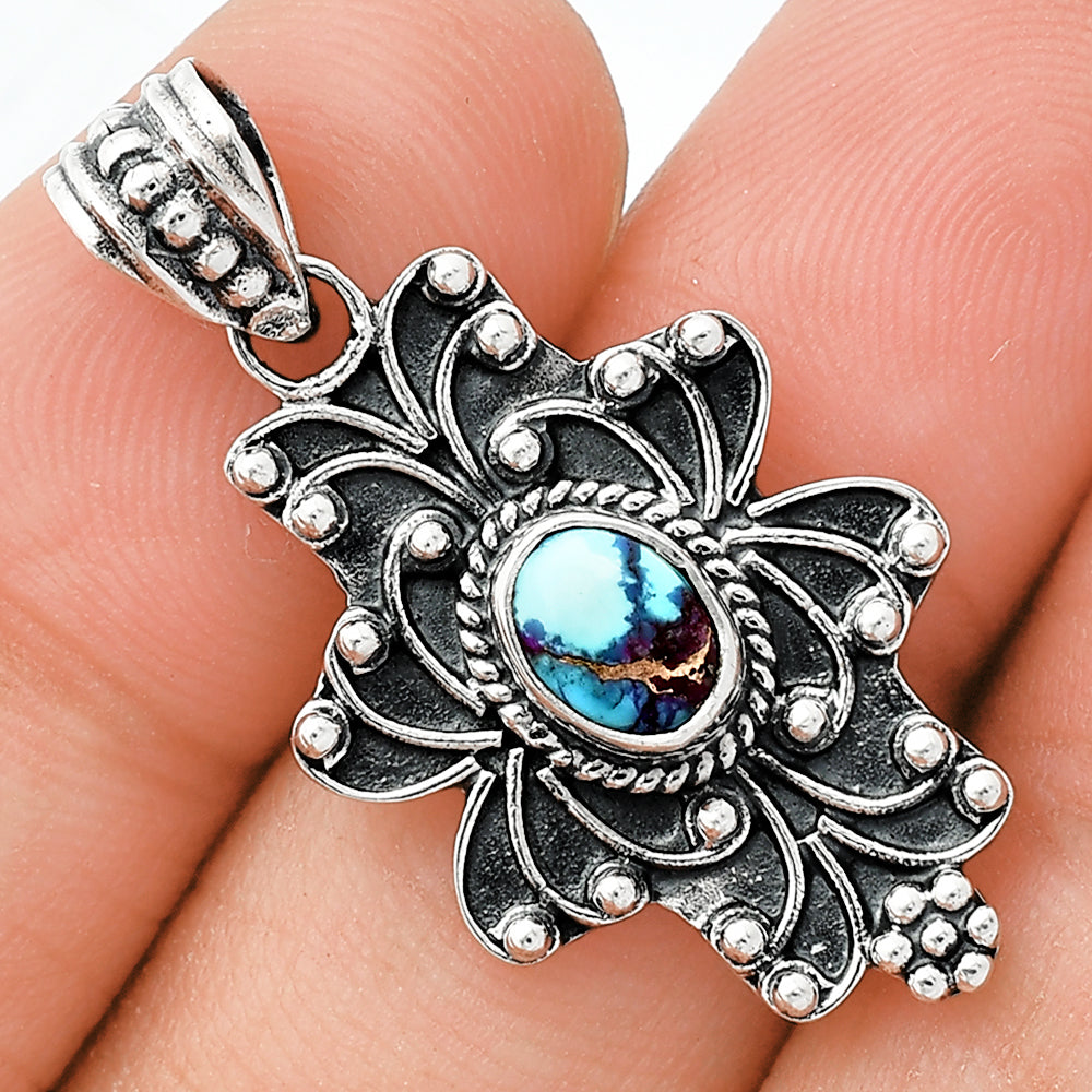 Natural Kingman Pink Dahlia Turquoise Pendant P-1558 SDP153120