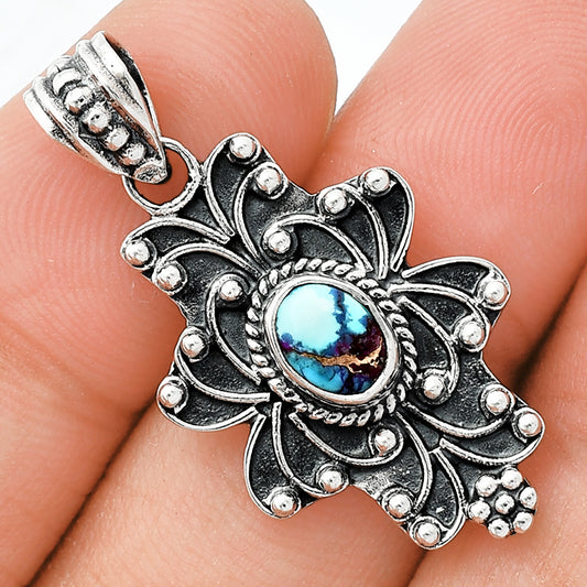Natural Kingman Pink Dahlia Turquoise Pendant P-1558 SDP153120
