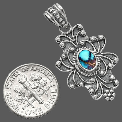 Natural Kingman Pink Dahlia Turquoise Pendant P-1558 SDP153120